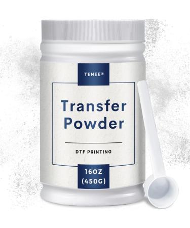 DTF Powder 450g/16oz White DTF Powder Adhesive  Upgrade DTF Transfer Powder with Super Adhesion  Waterproof and Durability for All Fabric  DTF Hot Melt Adhesive Powder for All DTF Printers - by Tenee 16oz - white