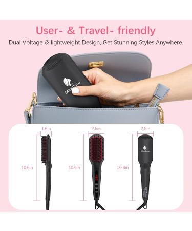MiroPure Enhanced Hair Straightener Brush - 2-in-1 Ionic Straightening Brush with Anti-Scald, Auto Temperature Lock & Off Function (Black) - Buy Online on GoSupps.com