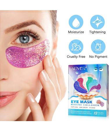 FRDUGAEye Mask Under Eye Masks Natural Collagen Patches - Pearl Pads Moisturizing Care Anti Aging Gels Tighten Skin Relieve Dark Circles Bags Eye Puffiness Fine Lines 12 Pairs - Buy Online on GoSupps.com