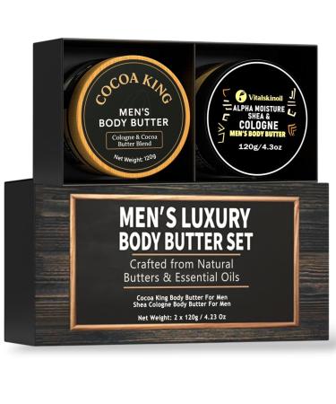 Body Butter for Men Set of 2 Shea Cologne and Cocoa King Set Body Moisturizer for Men. - Buy Online on GoSupps.com