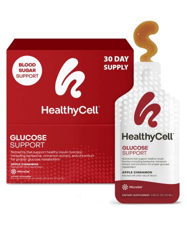 HealthyCell Glucose Support Supplement to Support Balanced Blood Sugar - Berberine Cinnamon & Chromium for Healthy Insulin Function & Proper Glucose Metabolism - 30 Gel Packs Apple Cinnamon Flavored