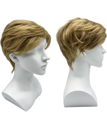 SKHAOVS Men's Short Blonde Cosplay Wig with Bangs - Heat Resistant Synthetic Hair for Halloween and Daily Costume - Buy Online on GoSupps.com