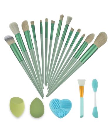 Makeup Brushes 18 Pcs Makeup Brush Set  RUIZHAOHUA Foundation Powder Concealers Eyeshadows Makeup Brushes Kit with Cosmetic Bag (Green)