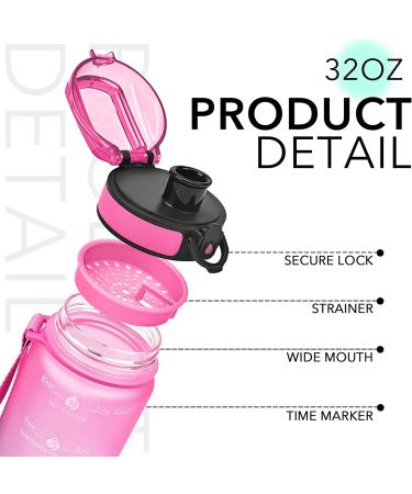 GOSWAG 32oz Motivational Water Bottles with Time Marker & Fruit Strainer  Sports Water Bottle with Times to Drink  Leakproof & BPA Free  Reusable Plastic Bottle with Strap no Straw for Gym & School Balloon - Buy Online on GoSupps.com