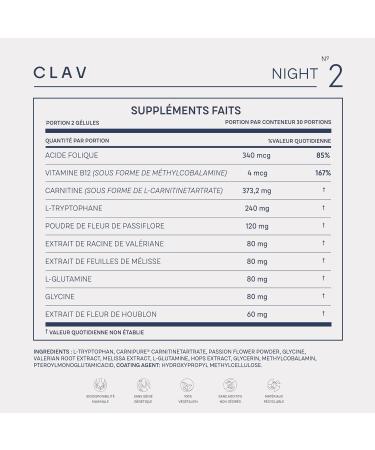 N 2 Night Fat Burner Weight Loss During Sleep Based on L-Carnitine L-Tryptophan Valerian Lemon Balm Passionflower Hops - Fat Burning and Hunger Suppressant at Night - 60 Capsules - Vegan - Buy Online on GoSupps.com