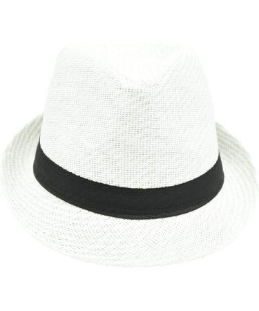 NAVISIMA 1920s Panama Style Fedora Hat - White Medium for Men, Women, and Kids - Sun Beach Trilby Hat with Band - Buy Online on GoSupps.com