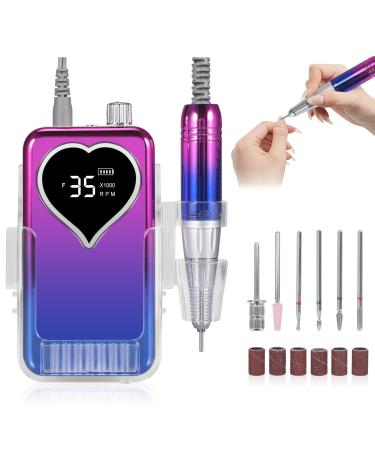 Paddsun 35000RPM Rechargeable Nail Filer  Electric Nail Drill Portable Cordless Electric Nail Drill Machine for Acrylic Nails  Manicure Pedicure Polishing Shape Tools