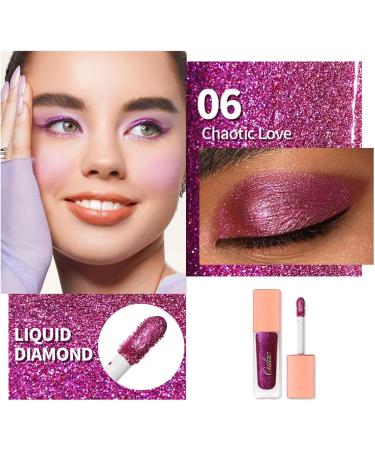 Oulac Liquid Glitter Eyeshadow Metallic Purple Eyeshadow & Eyeliner | Metallic Purple Raspberry Duo Chrome Deep Ruby with Blue Sparkle Crease-Free Vegan Cruelty-Free 5.4g Chaotic Love (06) - Buy Online on GoSupps.com