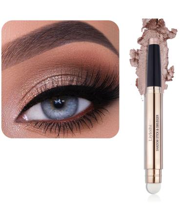 Liyloihi Eyeshadow Stick  Cream Eye Shadow Pencil Crayon Brightener Makeup with Soft Smudger  Waterproof & Long Lasting Eye Highlighter Makeup (03 Rose Gold Shimmer)