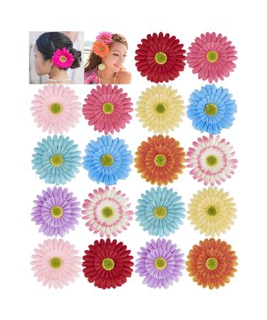 18 Pack Fake Artificial Silk Gerbera Daisy Flower Sunflower Daisies Hair Clips Barrettes Clamp Clasps Bow With Alligator Brooch Pin Tropical Hair Pieces Accessories African Beach Holiday Wedding Party - Buy Online on GoSupps.com