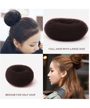 Donut bread maker hair bun maker 7-piece brown ring shape set with 10 U-shaped clips 5 elastic hair ropes. - Buy Online on GoSupps.com