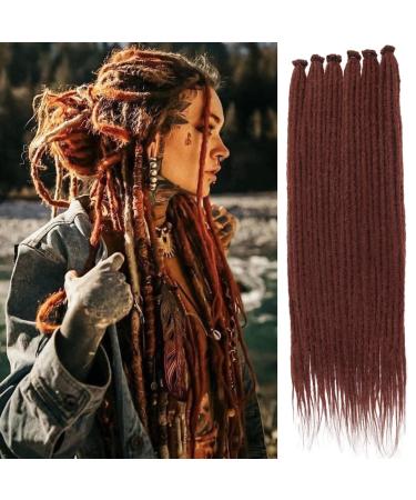 Leeven 36 Inch Copper Red Dreadlock Extension 20 Strands Synthetic Auburn Crochet Dreads 0.6 Width Soft Dreads Crochet Hair Hippie Single Ended Dreadlock /350# 36 Inch (20 Strands) Copper Red /350#
