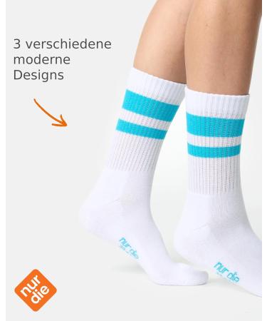 Buy 3 Pack Retro Tennis Socks - High Sport Striped Cotton Socks for Ladies | Breathable & Comfortable | International Shipping Available - Buy Online on GoSupps.com