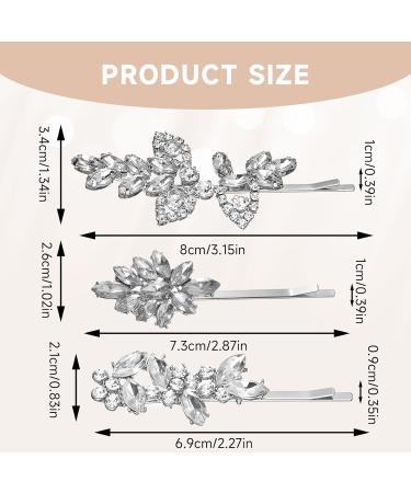 Tyqour 4 Pieces Rhinestone Wedding Hair Pins Silver Bridal Hair Clip Rhinestone Glitter Hair Clips Diamond Crystal Hair Accessories Bling Decorative Hair Clips - Buy Online on GoSupps.com
