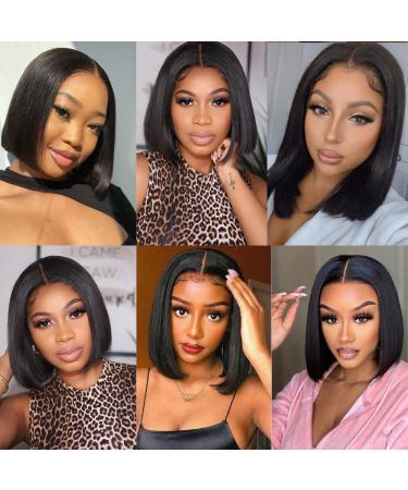 10 Inch Bob Wig Human Hair - 13x4 Lace Frontal Wig for Black Women | Pre Plucked, 150% Density, Natural Color - HD Transparent - Buy Online on GoSupps.com