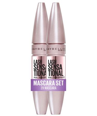 Maybelline New York Black Mascara For fuller defined and longer eyelashes mascara in a double pack lash sensational full fan effect very black 2 x 9.5 ml very double pack 2 Pack