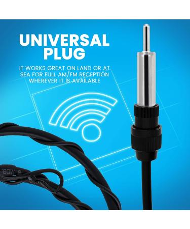 Pyle PLMRNT1 Marine Radio Antenna Wire - 22-inch Weather Resistant Braided Cable for Excellent AM FM Reception | Hydra Series | Universal Black - Buy Online on GoSupps.com