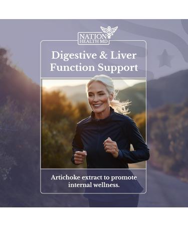 NATION HEALTH MD Artichoke 500 mg - Natural Artichoke Leaf Extract for Liver Health Supplement - Digestive Support for Women & Men - Vegan Dairy & Gluten Free Non-GMO - 30 Capsules - Buy Online on GoSupps.com