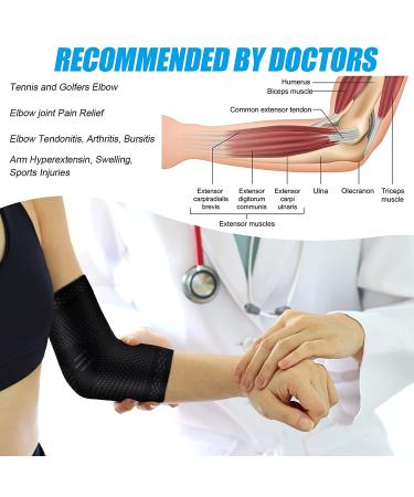 NEENCA [2 Pack] Professional Compression Elbow Sleeves - Medium Black | Support for Tennis/Golf Elbow, Tendonitis, Sports Protection & Pain Relief - Buy Online on GoSupps.com