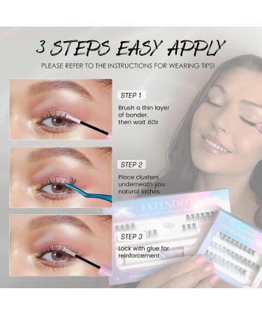 LANKIZ DIY Lash Extension Kit - 32pcs Faux Mink Cluster Lashes Starter Kit with Super Hold Bond and Seal Glue - Individual Featherlight DIY Lash Extensions at Home - 12+14mm Mix C Curl - Buy Online on GoSupps.com