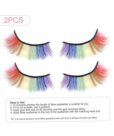 Buy 2 Pairs Colorful 3D False Lash Extensions - Fluffy Rainbow Eyelashes for Festivals & Cosplay - Buy Online on GoSupps.com
