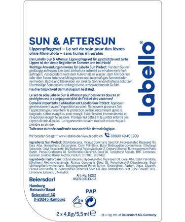  Labello Labello Sun & Aftersun Sun Protect and Hydro Care Lip Care Duo Pack for Holiday and Summer (2 x 5.5 ml) - Buy Online on GoSupps.com