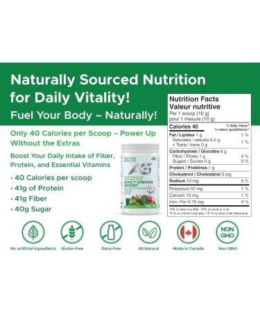 Active Green Pro - Greens Powder 14 Superfoods - Perfect for Smoothies - Antioxidants Fiber Vitamins & Minerals - Detox Your Body and Improve Health and Mood Unflavoured Unflavored - Buy Online on GoSupps.com