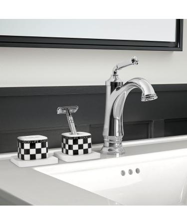 Linkida 2-Pack Ceramic Razor Plane Stand & Diatomite Mat | Men's Double Edge Safety Razor Holder | Compatible with Vikings & Merkur - Black & White Checked - Buy Online on GoSupps.com