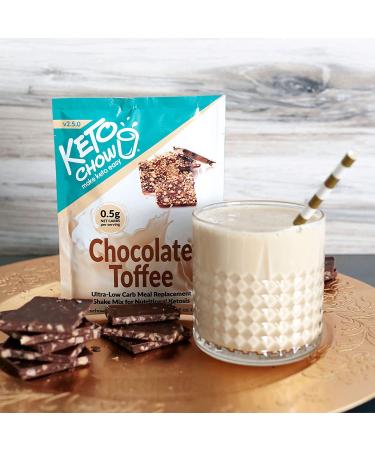 Keto Chow Chocolate Toffee | Keto Meal Replacement Shake Powder | Nutritionally Complete Keto Food | Low Carb Keto Meals | Delicious Easy Meal Substitute Drink | Protein Rich You Choose The Fat| Single Meal Sample - Buy Online on GoSupps.com