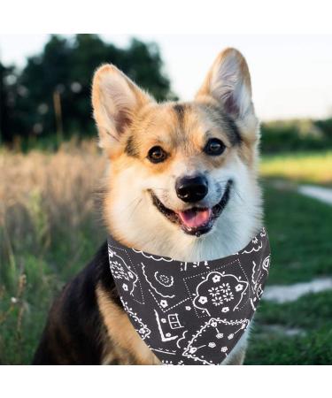 Adjustable Dog Bandana Headscarves - Black Neckerchief for Small Dogs & Cats (M Size) - Buy Online on GoSupps.com