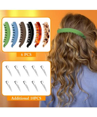 Fulaicai 6 PCS Banana Hair Clips 5.2 Inch Long Ponytail Banana Clips Strong Grip Ponytail Holder Clamp with 10 Duckbill Clip for Girls Women Thick or Medium Hair (6 Colors) - Buy Online on GoSupps.com