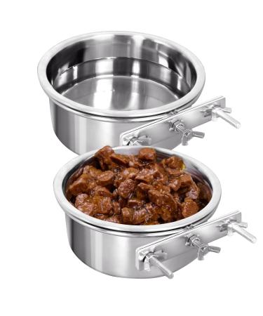 Kennel Water Bowl, 2 Packs No Spill Hanging Cage Crate Bowl for Cat, Small Dog Feeder 2 Cups 16OZ