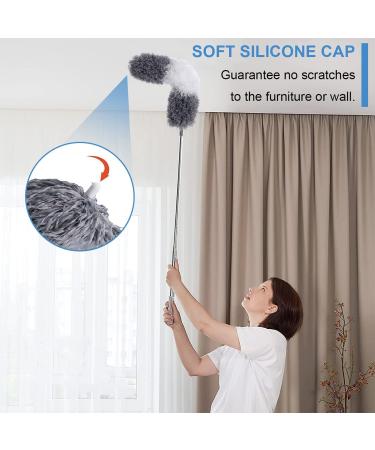 6 Piece Microfiber Duster Kit with Extendable Handle for High Ceilings - 100 Extension Pole, Long Feather Duster for Ceiling Fans, Cars, and Household Cleaning - House Cleaning Tool Set by OOSOFITT (Gray) - Buy Online on GoSupps.com