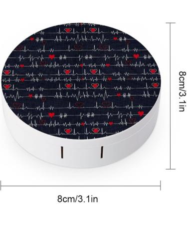 Heart Beat Pattern Round Case For Contact Lens Kit Storage Box with Mirror Printed - Buy Online on GoSupps.com