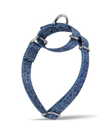 Dazzber martingale dog collar for puppies no pulling anti-eruption pepper neck band hard-wearing for small dogs adjustable 25.4 cm to 38.1 cm Marineblau-C.R.C Small 5/8 Inch Wide Marineblau-concentric circles