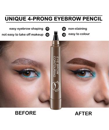 4 Point Waterproof Microblading Eyebrow Pencil for Women - Smudge Proof Dark Brown Liquid Makeup - Buy Online on GoSupps.com