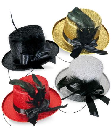 KarnevalsTeufel.de Mini top hat assorted colors with bow and feathers fascinator mini hat (red)