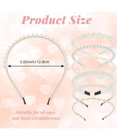 Geosar Pearl Headband Set - 6 Pieces White Bling Faux Pearl Rhinestones Hairband for Women, Girls, Bridal, Wedding Accessories - Buy Online on GoSupps.com