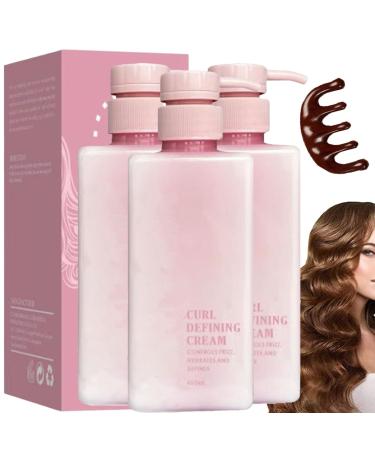 Hairhalo Curl Defining Cream, Curl Defining Cream, Lockencreme Für Lockiges Haar, Anti-Frizz, Feuchtigkeitsspendend, Glättend Für Lockiges Und Welliges Haar (3 bottles)