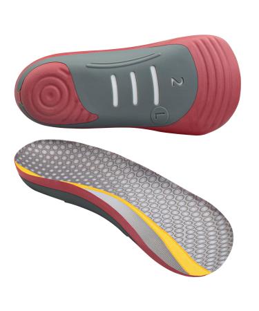 Orthotic Insoles for Plantar Fasciitis 3/4 Length Inserts Arch Support Shoe Insoles Soft Comfort Shoe Inserts Pain Relief Flat Feet Over-Pronation Heel Spur Pain Men&Womens Heel Cushion Heel Cups Red M(Women s 8-12 / Men s 7-11)