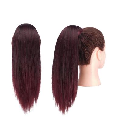 Buy Fine Ponytail Extensions | Smooth Long Clip-in Hair Extensions | Black & Burgundy Tips | 30 cm for Women - Buy Online on GoSupps.com