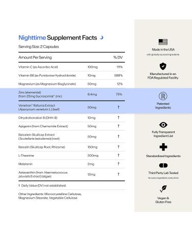 Stasis Nighttime - Calm and Sleep Capsules to Pair with Stimulant - Skullcap, Magnolia Bark, Magnesium for Sleep, and Astaxanthin Supplements for Relaxation and Mood Support - 25 Servings - Buy Online on GoSupps.com