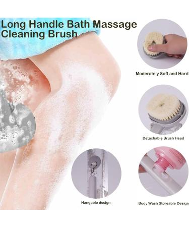 Long Handle Back Brush for Shower Massage and Exfoliation - Grey - Buy Online on GoSupps.com
