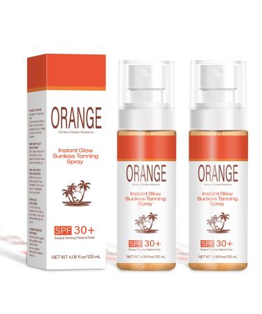 Instant Sunless Tanning Spray SPF 30 - Tanning Accelerator with Fast-Drying Glow Water Resistant Sunscreen Spray Broad Spectrum Non-Greasy for Beach & Pool (2pc)