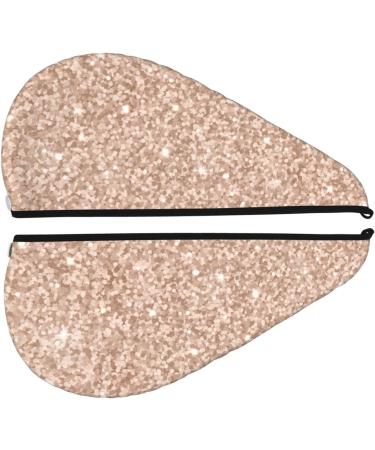 Beige Sparkling Glitter Microfiber Hair Towel | Super Absorbent Quick-Dry Hair Wrap for Long Curly Thick Hair - Premium Coral Velvet - Buy Online on GoSupps.com