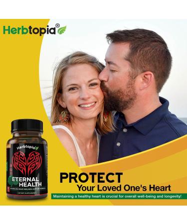 Herbtopia Eternal Health Blood Pressure Support Supplement Heart Health & Blood Circulation Formula with CoQ10 K2 MK7 Black Garlic Hawthorn Olive Leaf & Dan Shen 60 Capsules - Buy Online on GoSupps.com