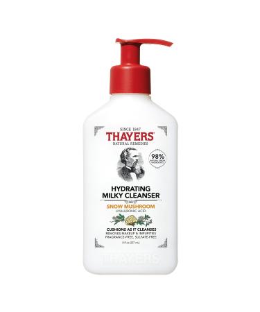 Thayers Milky Hydrating Face Cleanser with Snow Mushroom and Hyaluronic Acid, Dermatologist Recommended Gentle Facial Wash and Hydrating Skincare for Dry and Sensitive Skin, Paraben Free, 8 FL Oz Milky Cleanser