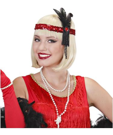 Amakando 1920s Charleston Hair Band | Red-Black Feather Headband & Gatsby Costume Accessory for Women - Buy Online on GoSupps.com