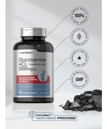 Glucosamine HCL with Hyaluronic Acid 2000mg | 180 Coated Caplets | Non-GMO & Gluten Free by Horbaach - Buy Online on GoSupps.com