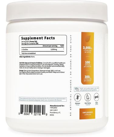 Type Zero Pure L-Citrulline Base Powder - 10.6 Oz. - Buy Online on GoSupps.com